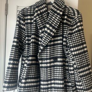 Avec Les Filles Black and White Checkered Pea Coat